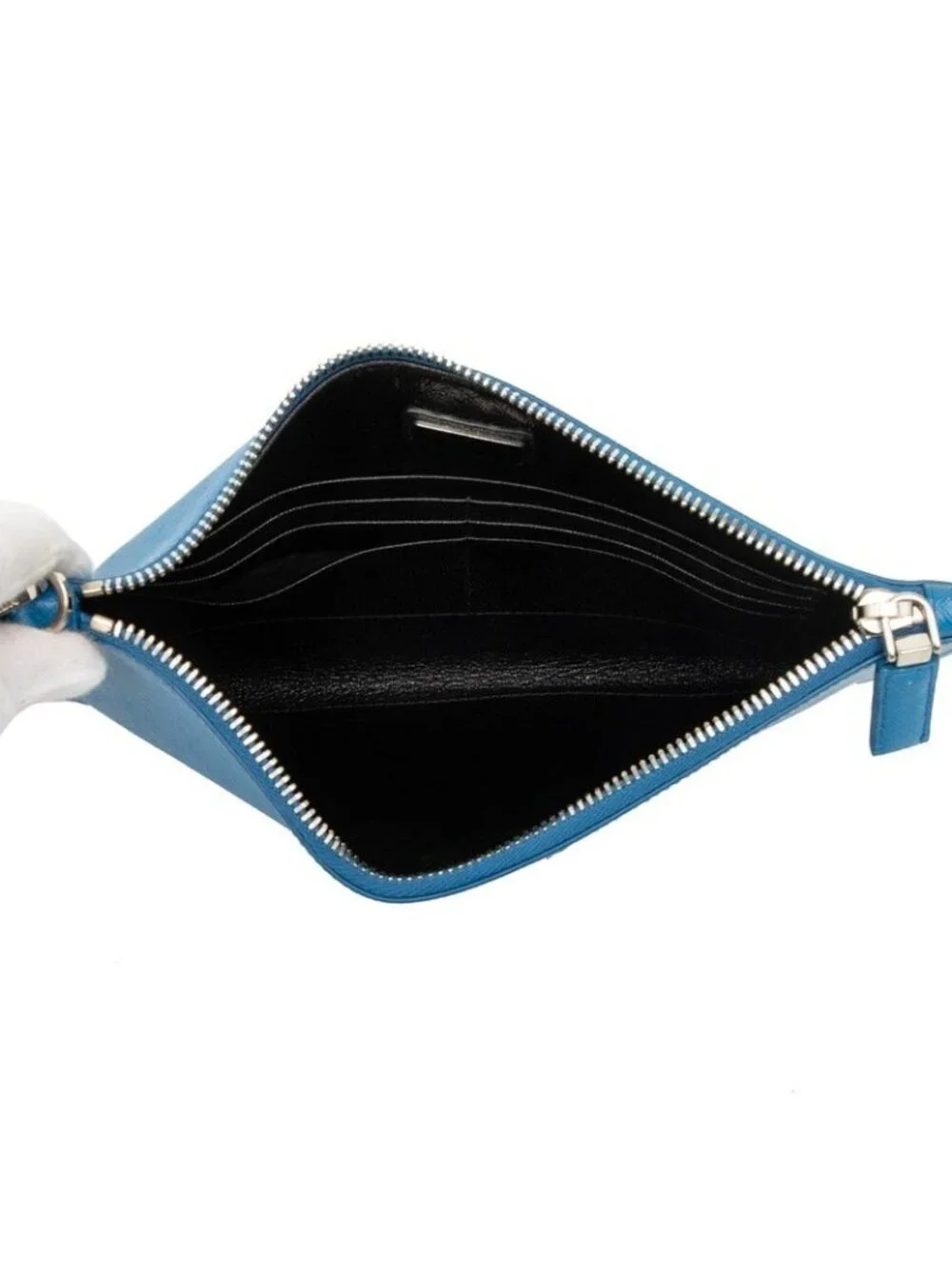 Prada Blue Saffiano Leather Clutch Bag